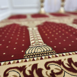 AQSA Royal Maroon™ Arch Masjid Carpet: Majestic Design for Sacred Spaces