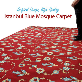 ISTANBUL BLUE MOSQUE ScarletGarden™ Masjid Carpet: Floral Beauty for Sacred Spaces