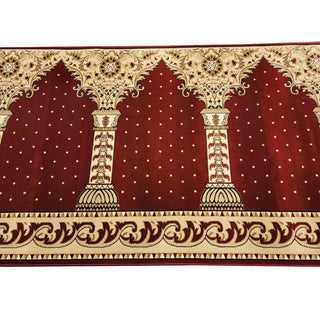 Musalla AQSA Red Arch Prayer Runner Rug - Custom Size for Sacred Spaces