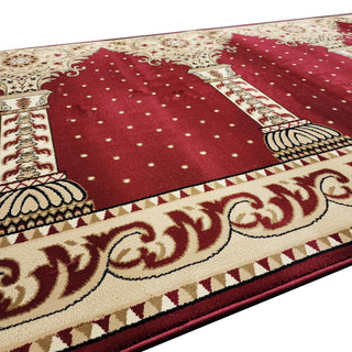 Musalla AQSA Red Arch Prayer Runner Rug - Custom Size for Sacred Spaces