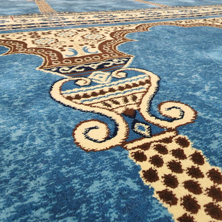Musalla MAYSA Custom-Size Blue Prayer Runner Rug: Tailored for Your Sacred Space