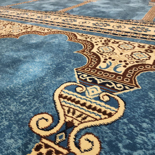 Musalla MAYSA Custom-Size Blue Prayer Runner Rug: Tailored for Your Sacred Space