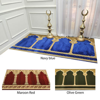 Musalla Premium Quality Muslim Prayer Runner Rug for 4-Person, available in Blue, Green, Red