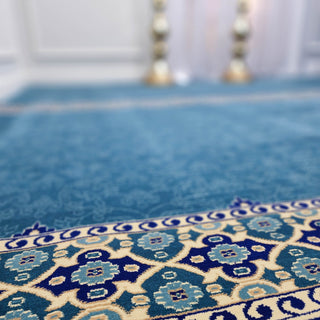 NOOR Divine Ease™ Sky Blue Mosque Carpet: Classic Elegance in Simple Design