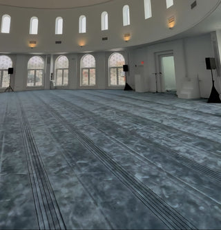 Mosque Carpets,SAFA TranquilSanctum™ Mosque Carpet: Slate Gray Serenity with Clean Line Design,MUSALLA® Masjid Mosque Carpets Prayer Runner Rugs