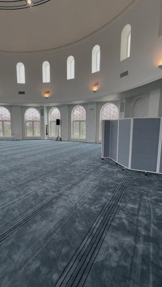 Mosque Carpets,SAFA TranquilSanctum™ Mosque Carpet: Slate Gray Serenity with Clean Line Design,MUSALLA® Masjid Mosque Carpets Prayer Runner Rugs