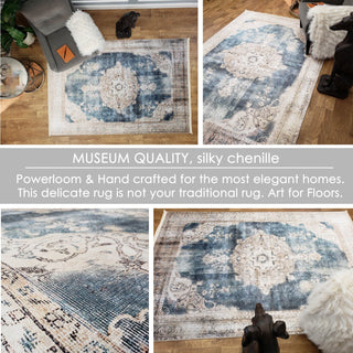 Area Rugs,Serica Museum Quality Faux Silk Space Blue Medallion Distressed Area Rug,MUSALLA® Masjid Mosque Carpets Prayer Runner Rugs