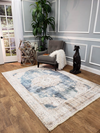 Area Rugs,Serica Museum Quality Faux Silk Space Blue Medallion Distressed Area Rug,MUSALLA® Masjid Mosque Carpets Prayer Runner Rugs