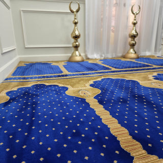 SULTAN Navy Splendor™ Arch Masjid Carpet: Timeless Elegance for Sacred Spaces