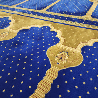 SULTAN Navy Splendor™ Arch Masjid Carpet: Timeless Elegance for Sacred Spaces