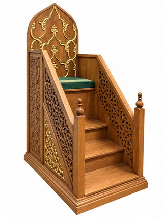 4 feet Long Handcrafted Turkish Oak Wooden Minbar