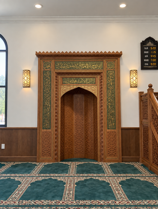 9 feet Handcrafted Turkish Oak Wooden Mihrab – 110" H × 80" W | Fast USA Shipping