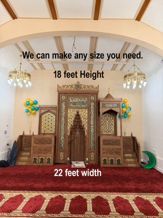 CUSTOM MADE Handcrafted Turkish Oak Wooden Mihrab Complete Set | Fast USA Shipping