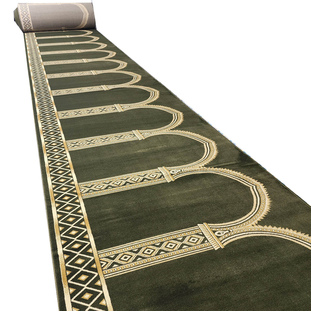 Custom-Size Masjid Carpet Prayer Rug Runner: MUSALLA® Doha Green ...