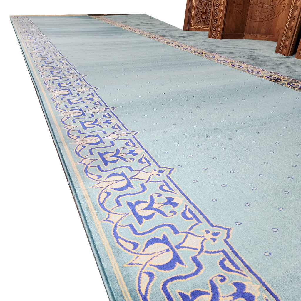 Custom-Size Masjid Carpet Prayer Rug Runner: MUSALLA® Qamar Blue ...