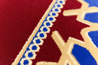 Mosque Carpets,MARYAM RadiantSanctuary™ Masjid Carpet: Deep Red Majesty with Golden Accents for Sacred Spaces,MUSALLA® Masjid Mosque Carpets Prayer Runner Rugs