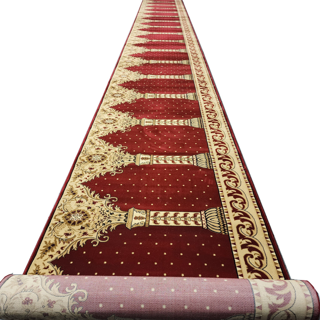 HeavyWeight AQSA Red Arch Prayer Runner Rug - Custom Size for Sacred S ...